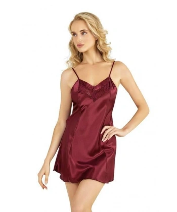 Beruflic Bordo Kısa Saten Gecelik 8231
