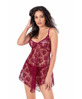 Beruflic  Bordo Kısa Tül Gecelik