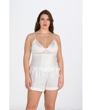 Beruflic Büyük Beden Ekru Şort Takımı