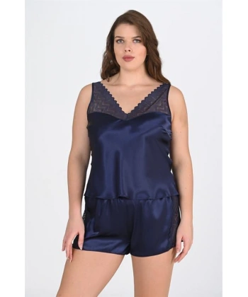 Beruflic Büyük Beden Lacivert Şort Takımı