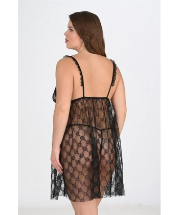 Beruflic Büyük Beden Siyah Gecelik 3041