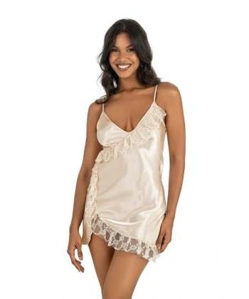 Beruflic Fildişi Kısa Saten Gecelik 8229