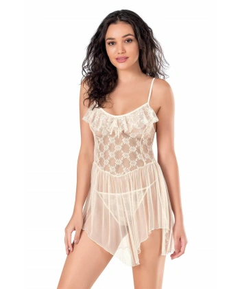 Beruflic  Fildişi Kısa Tül Gecelik