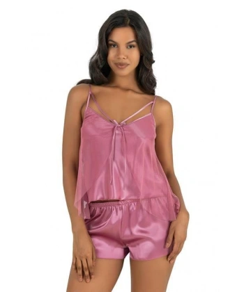 Beruflic Gül Kurusu Saten Şort Takımı
