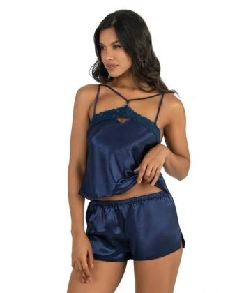 Beruflic Lacivert Saten Şort Takımı