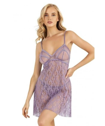 Beruflic Lila Kısa Tül Gecelik 4222