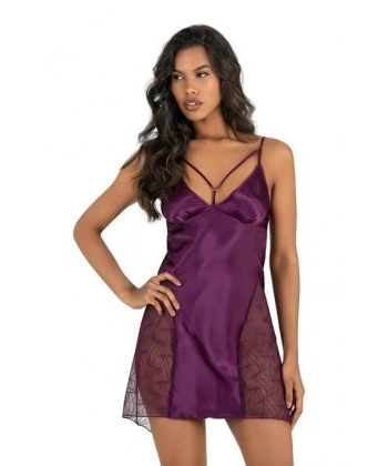 Beruflic Mor Kısa Saten Gecelik 8233
