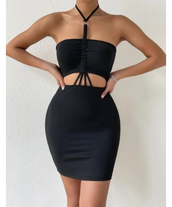 Beruflic Önden Büzgülü Mini Elbise