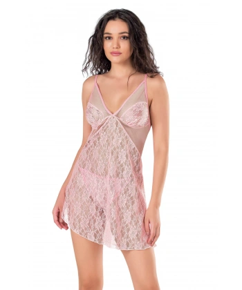 Beruflic  Pembe Kısa Tül Gecelik