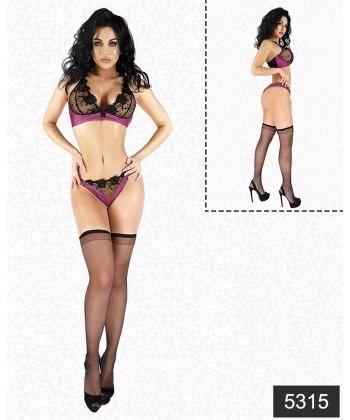 Beruflic Saten Dantelli Fantazi Çorap Sütyen Tanga Set