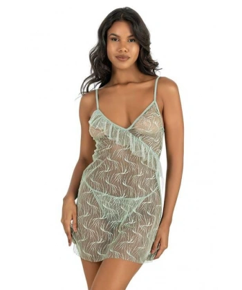 Beruflic Su Yeşili Kısa Tül Gecelik 4221