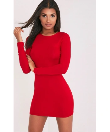 Beruflic Uzun Kollu Mini Kırmızı Elbise