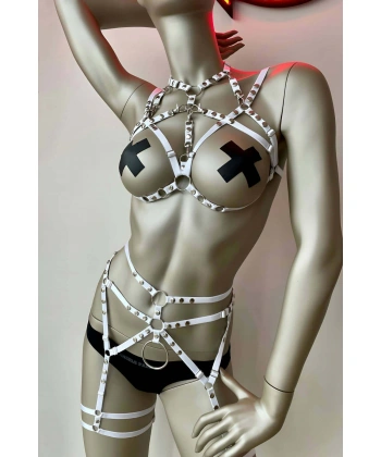 Beyaz Elastik Fantazi Jartiyer Harness