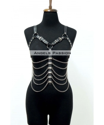 Büyük Beden Zincirli Göğüs Harness - Brf534_s2
