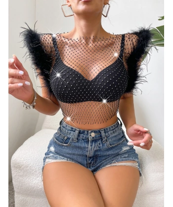 Crop Elbise  Tüylü.