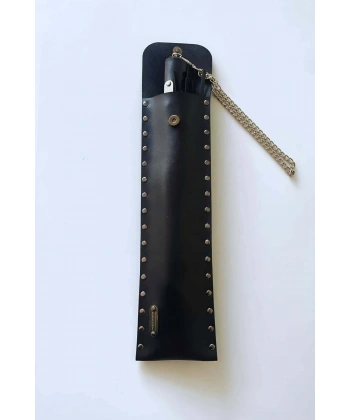 Deri Çantalı Siyah Kırbaç, Şık Deri Kırbaç, Sexy Aksesuar - Brf1287