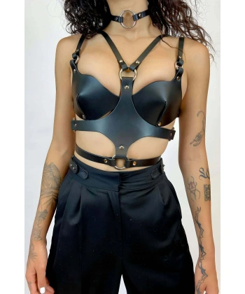 Deri Sütyen, Choker Ve Göğüs Harness, Tarz Festival Giyim Ürünleri - Brf1296