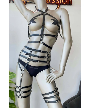 Fantazi Deri İç Giyim Jartiyer Harness - Brf524