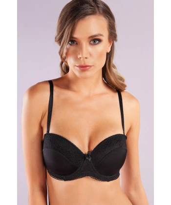 Gala Balconette Foam Cup Lace Bra, Siyah Konforlu Ve Şık Sütyen, Strapless