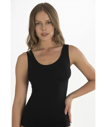 Geniş Askılı Siyah Ribana Atlet