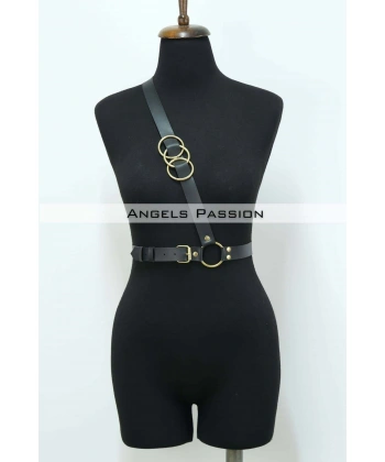 Göğüs Üzeri Tek Askılı Deri Bel Kemeri, Seksi Aksesuar - Brf1183_kopya(1)