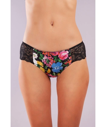 Golshan Garden Boy Short, Kadın Dantelli Çiçek Baskılı Şort Külot