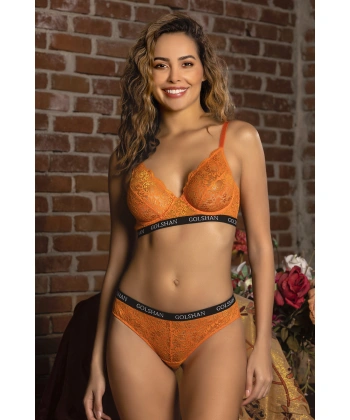 Golshan Gaudi Brazilian Slip, Kadın Dantel Brezilyan Turuncu Külot