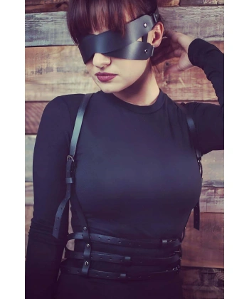 Göz Maskeli Seksi Deri Harness - Brf471