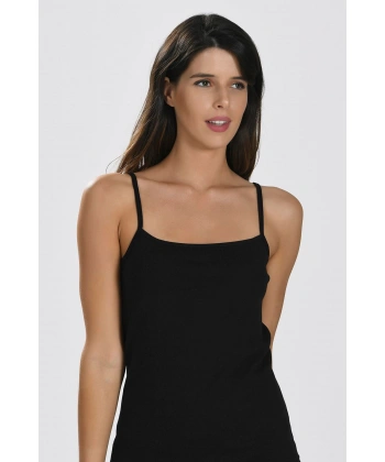 İp Askılı Siyah Ribana Atlet