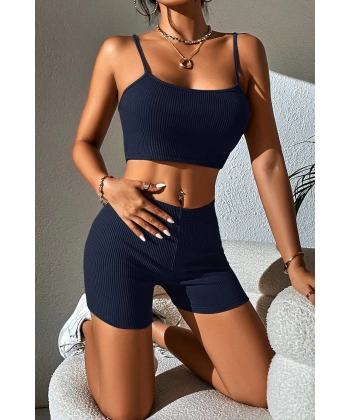 Kadın Lacivert Şortlu Kaşkorse Gecelik Takım