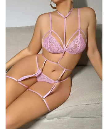 Kadın Pembe Boyundan Bağlamalı Fantezi Jartiyer 2172