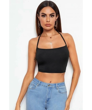 Kadın Siyah Belden Bağlamalı Şık Büstiyer