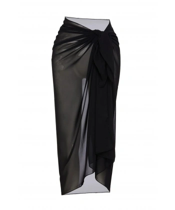 Kadın Siyah Bodrum Stili Bağlama Detaylı 150x75 Pareo