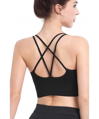 Kadın Siyah Çarpraz İpli Spor Büstiyer