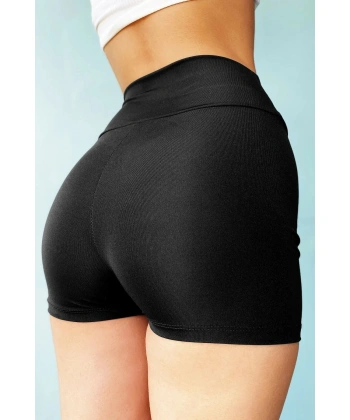 Kadın Siyah Yüksek Bel Mini Deniz Şortu
