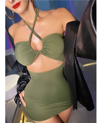 Kadın Yeşil Fantezi Clup Elbisesi 6680