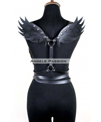Kanatlı Detaylı Şık Göğüs Harness , Kanat Detaylı Deri Kemer - Brf1097