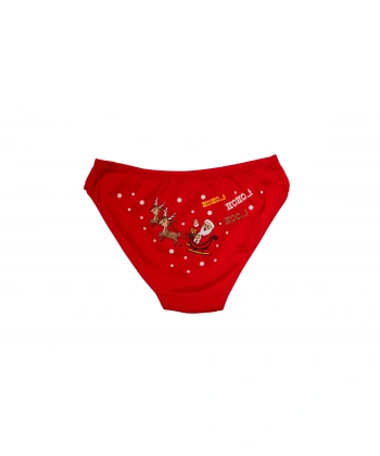 Kırmızı Yılbaşı Desenli Hoo Hoo Hoo Pamuklu Külot