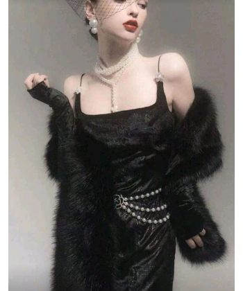 Kürk Orijinal Siyah Seksi Omuzluk Şık Kürk