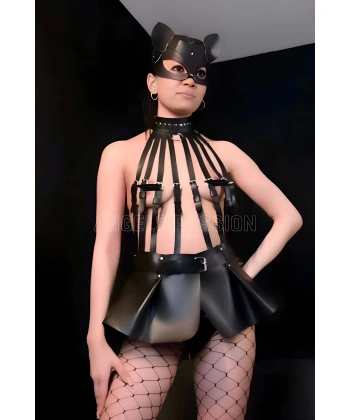 Mini Etekli Body Harness Ve Kedi Maske Takım - Brf1313