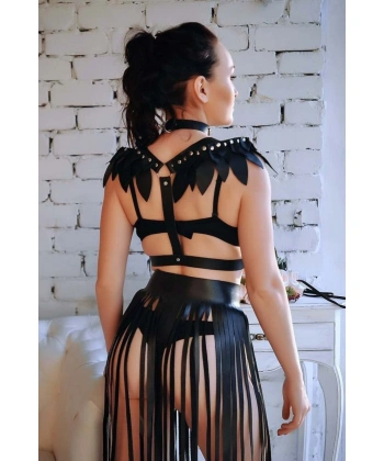 Omuz Parça Kanatlı Harness Ve Püsküllü Etek Takım - Brf727