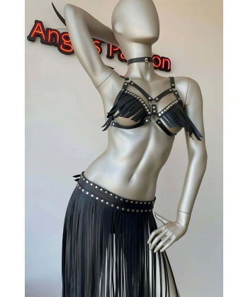 Püsküllü Etek Ve Püsküllü Sütyen Harness Takım