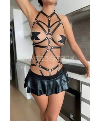 Seksi Deri Vücut Harness - Brf316