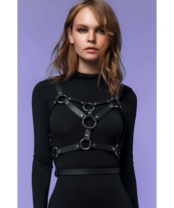 Seksi Göğüs Üzeri Şık Harness - Deri Kadın Harness - Kadın Deri İç Giyim - Brf580