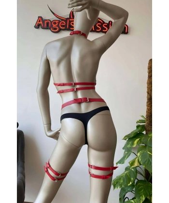 Seksi Kırmızı Deri Fantazi Giyim - Brf526