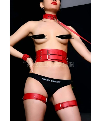 Sert Ve Şık Deri Kelepçeli Harness Takım, Deri Fantezi Set - Brf869