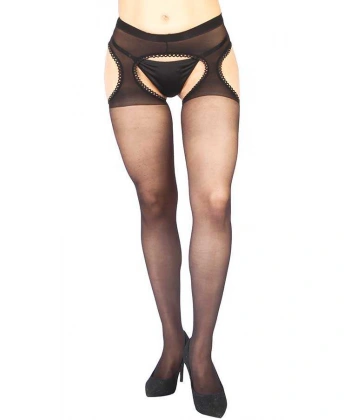 Siyah Özel Bölgesi Açık Fantazi Külotlu Çorap Brf0935