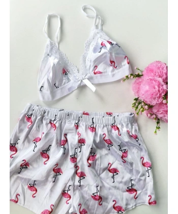 Şortlu Sexy Filamingolu Takım