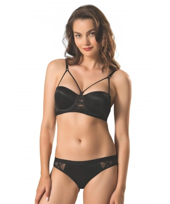 Straplez Silikonlu Biye İpli Sütyen Takım Kadın 5030