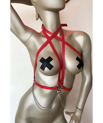 T-shirt Üzeri Deri Aksesuar, Gömlek Üzeri Şık Deri Harness - Brf52